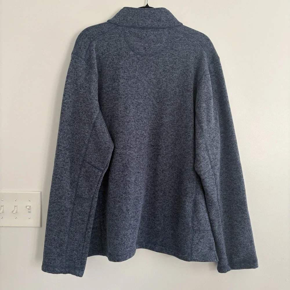 Woolrich Sweater Mens‎ XL Blue Fleece Quarter Snap Mock Neck Pullover Pocket